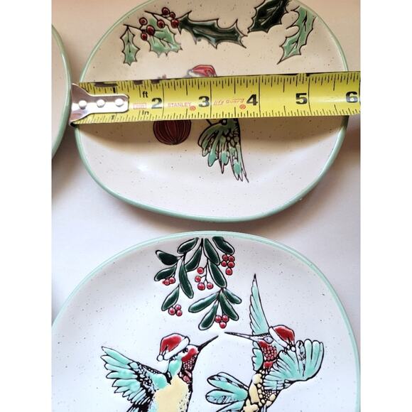 Eli & Ana Blue Sky Appetizer Plates Christmas Hummingbird Whimsical Bird Decor - Picture 7 of 8